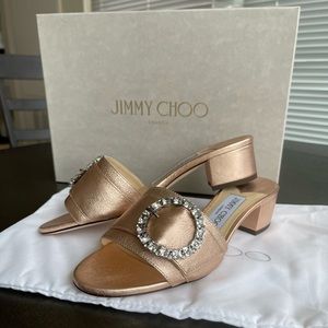 Jimmy Choo Rose Gold Granger Sandals